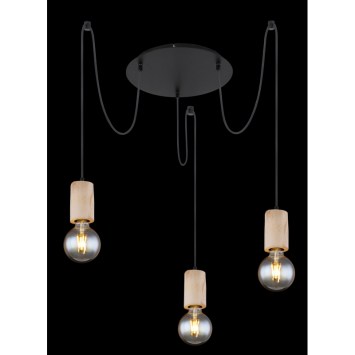 Závesné svietidlo, kov čierny matný, drevo, Ø350, V: 1600, bez žiaroviek 3xE27, max. 60W 230V obrazok-1